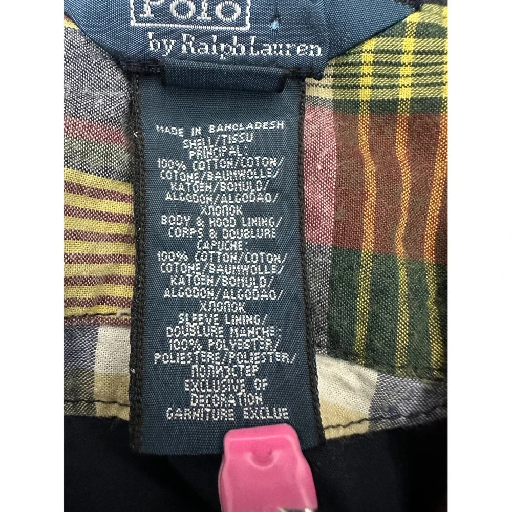 Polo Ralph Lauren Kids S 8 Patchwork Plaid Full Zip Hooded Jacket Multi-Color